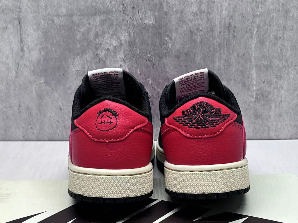 Travis Scott x Air Jordan 1 Low OG SP Black & Red Unisex Sneakers
