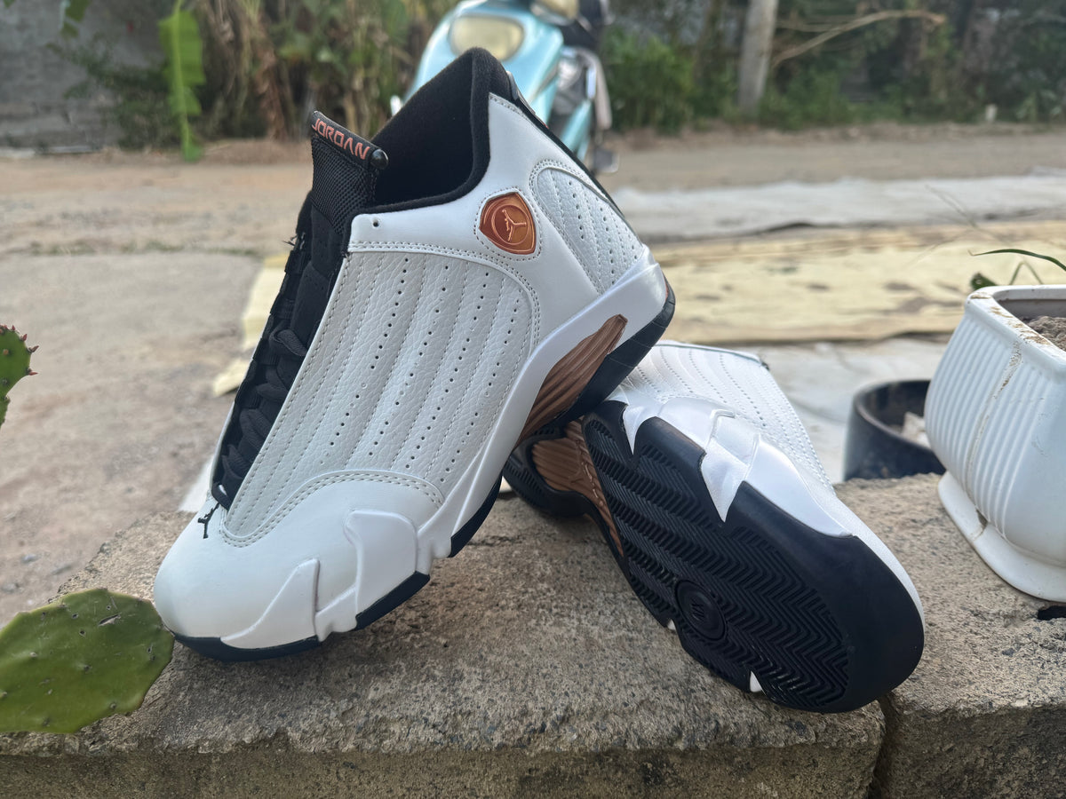 Air Jordan 14 Retro White/Gold Sneakers