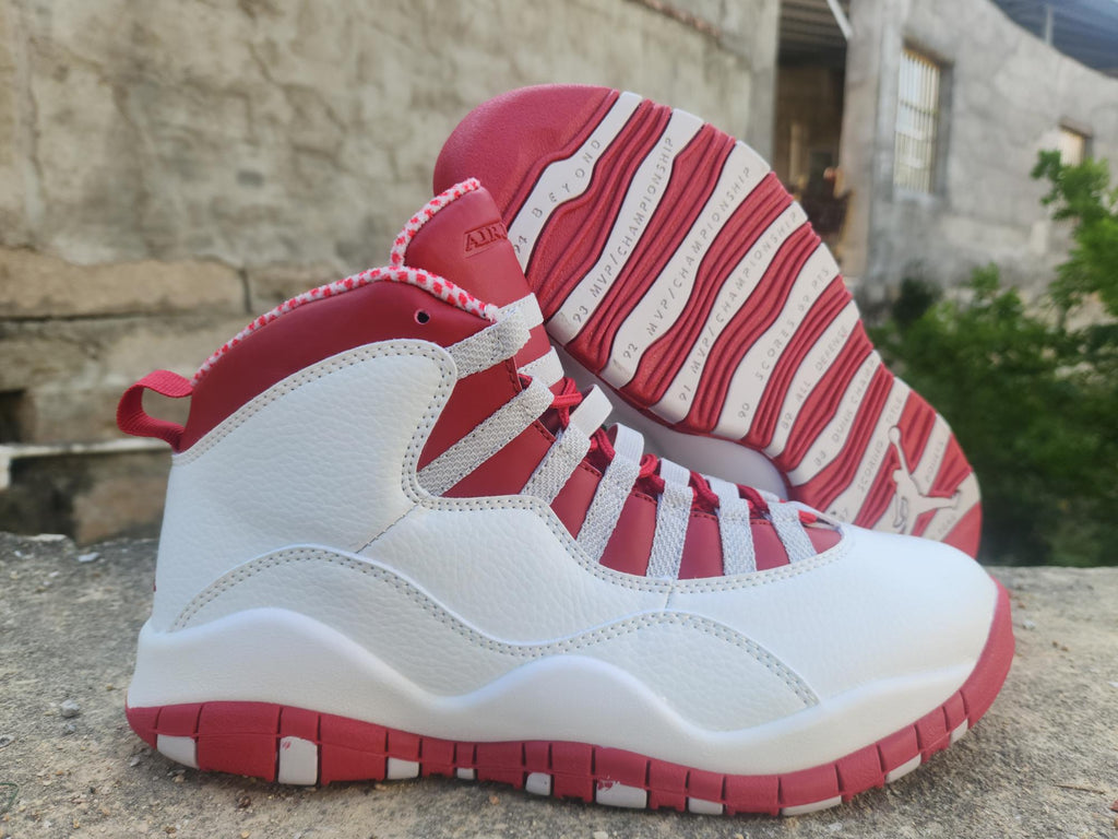 Air Jordan 10 White, Grey & Red Unisex Sneakers