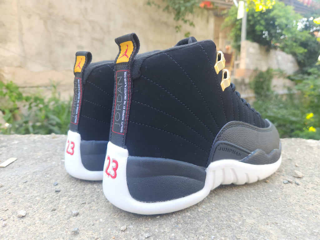 Air Jordan 12 Retro Black/White/Gold Sneakers