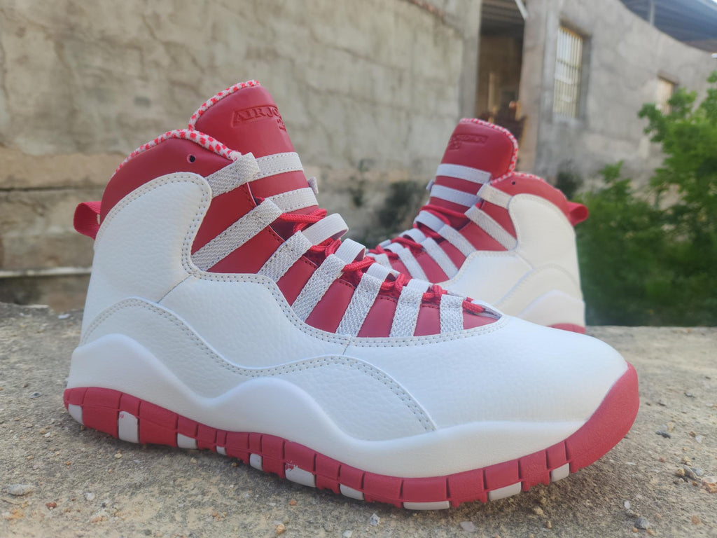 Air Jordan 10 White, Grey & Red Unisex Sneakers