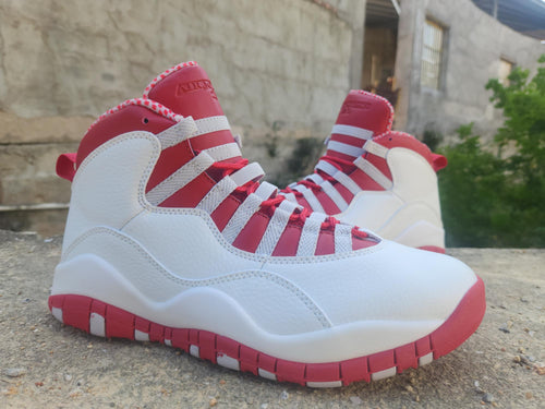 Air Jordan 10 White, Grey & Red Unisex Sneakers
