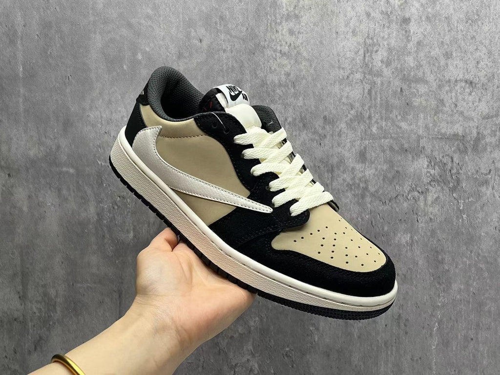 Travis Scott x Air Jordan 1 Low OG SP Beige & Black Unisex Sneakers