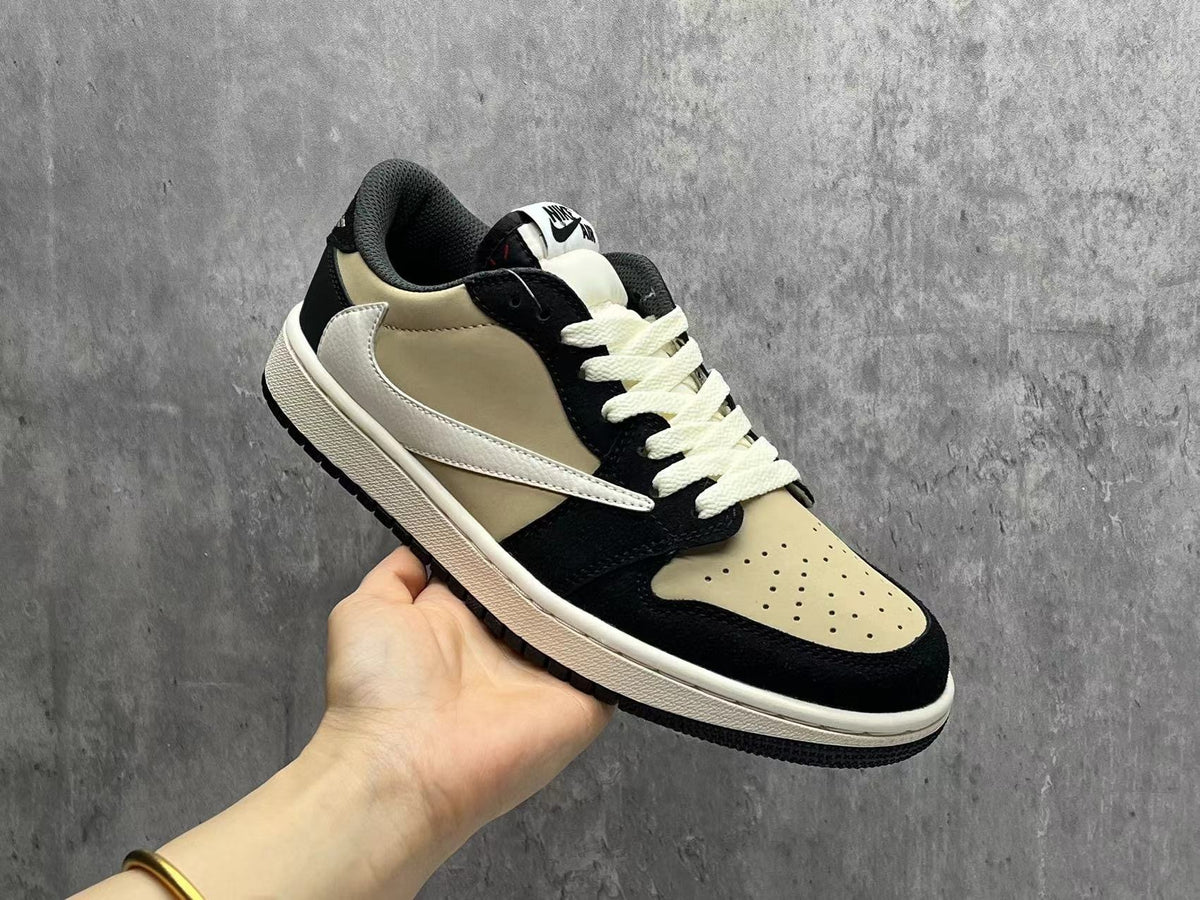 Travis Scott x Air Jordan 1 Low OG SP Beige & Black Unisex Sneakers