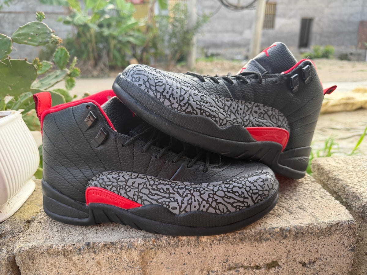 Air Jordan 12 Black Pattern Unisex Sneakers