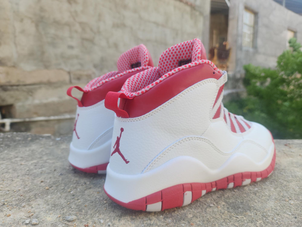 Air Jordan 10 White, Grey & Red Unisex Sneakers