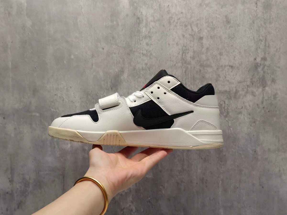 TS Collaboration White, Green & Black Reverse Swoosh Sneakers