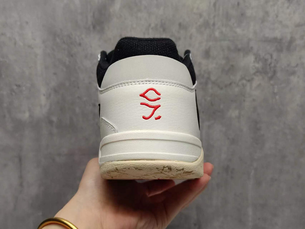 TS Collaboration White, Green & Black Reverse Swoosh Sneakers