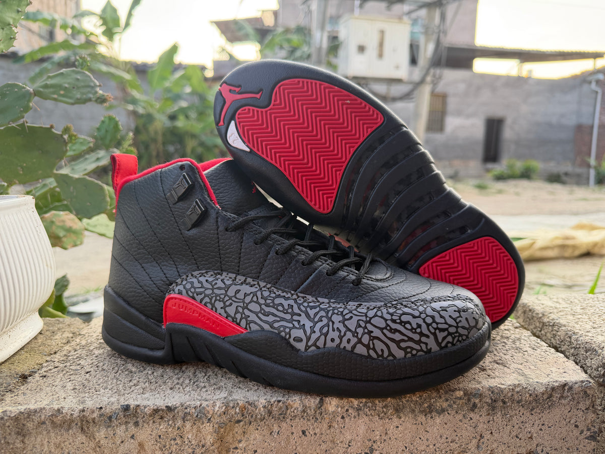 Air Jordan 12 Black Pattern Unisex Sneakers