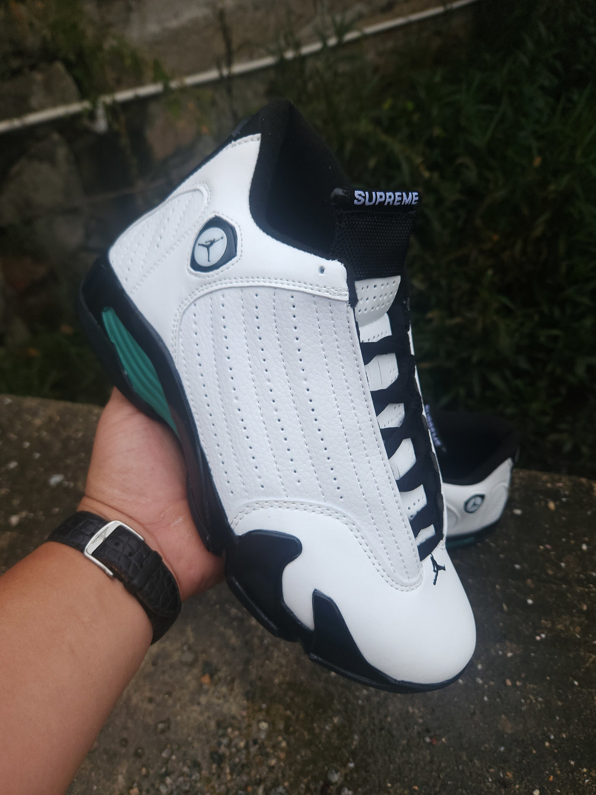 Air Jordan 14 Retro White/Black/Green Sneakers