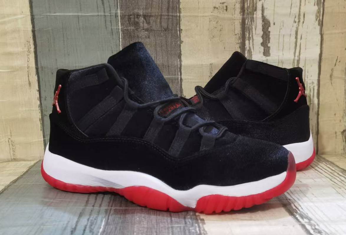Air Jordan 11 Black & Red Velvet Unisex Sneakers