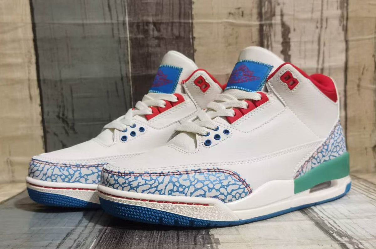 Air Jordan 3 Off-White, Blue & Red Men's Sneakers