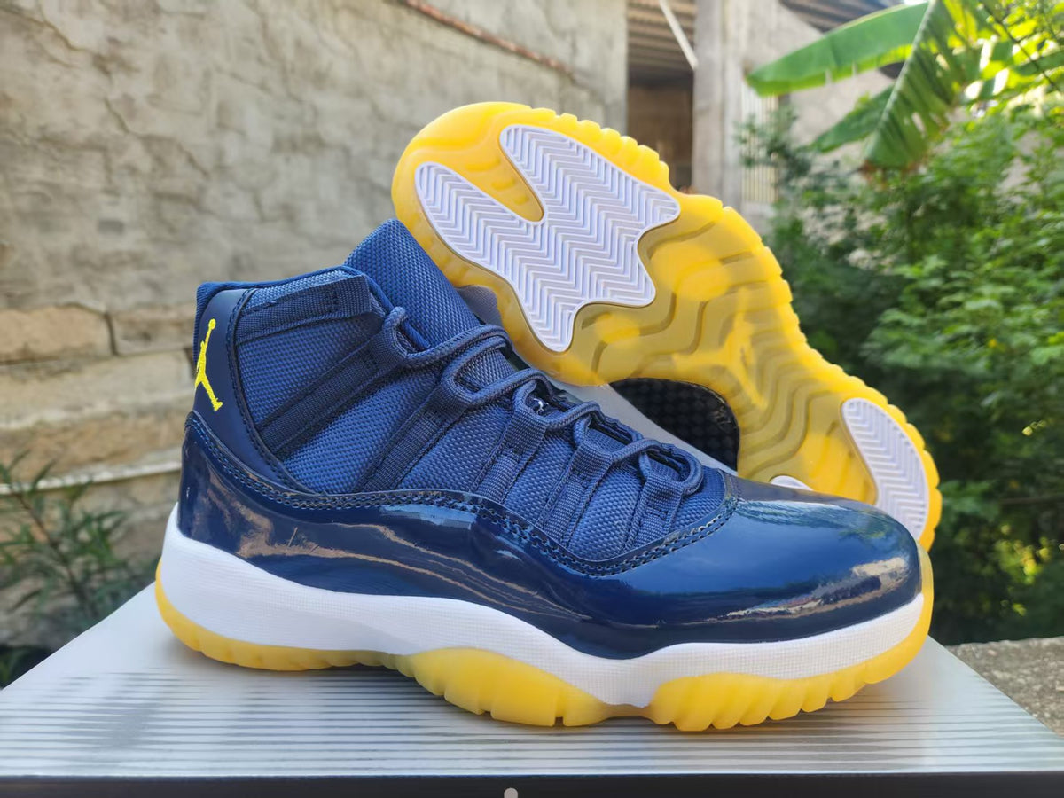 Air Jordan 11 Dark Blue & Yellow Sneakers