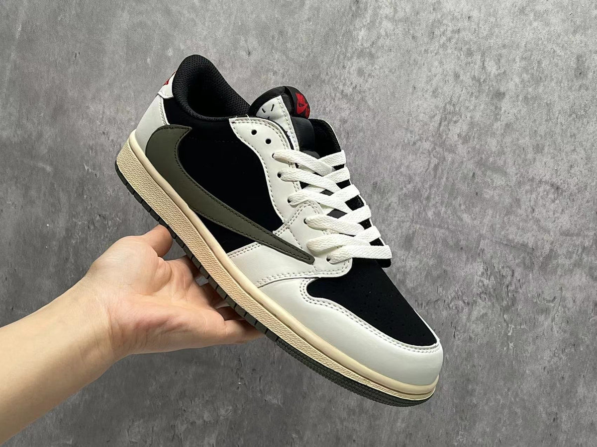 Travis Scott x Air Jordan 1 Low OG SP Black & Olive Unisex Sneakers