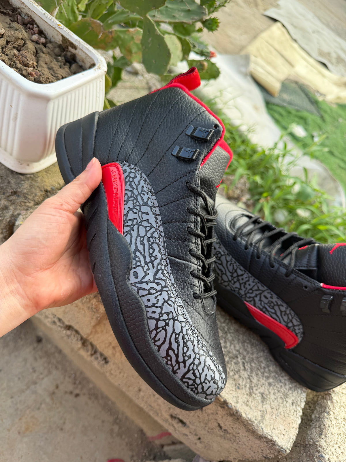 Air Jordan 12 Black Pattern Unisex Sneakers