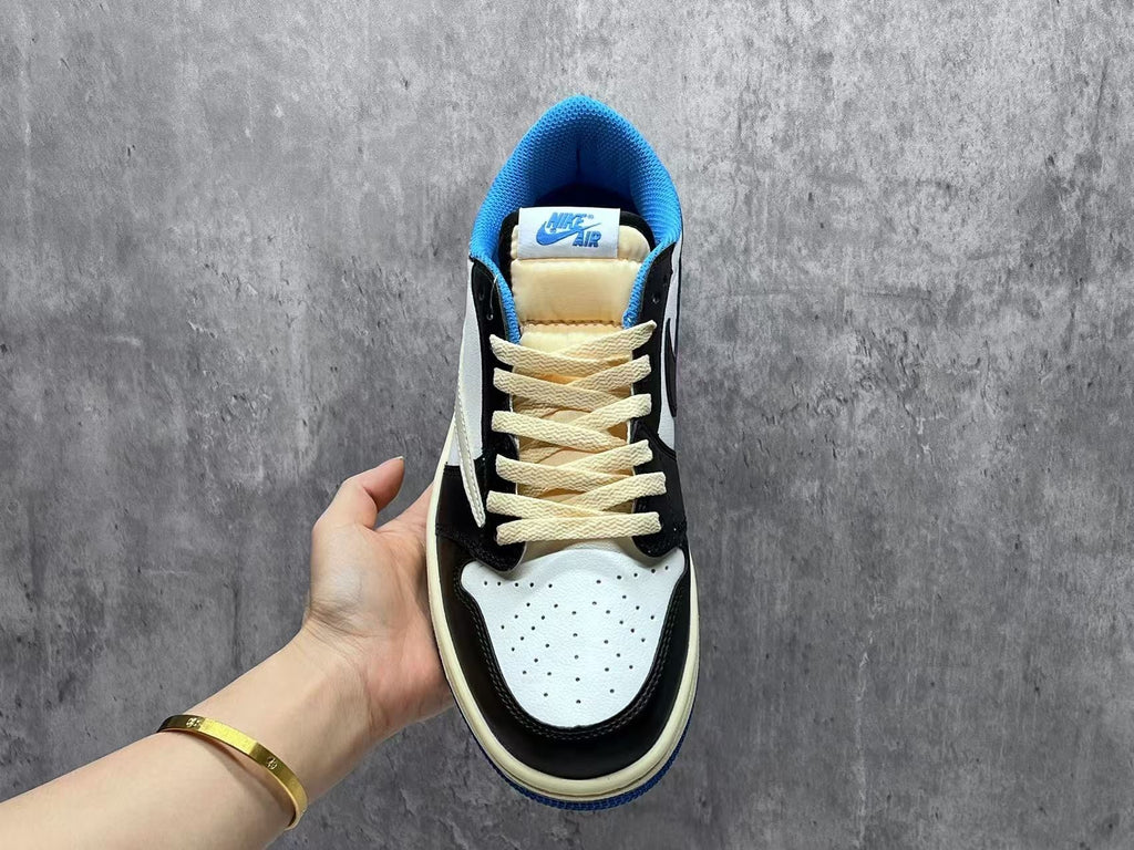 Travis Scott x Fragment x Air Jordan 1 Low Lightning Reverse Swoosh Sneakers