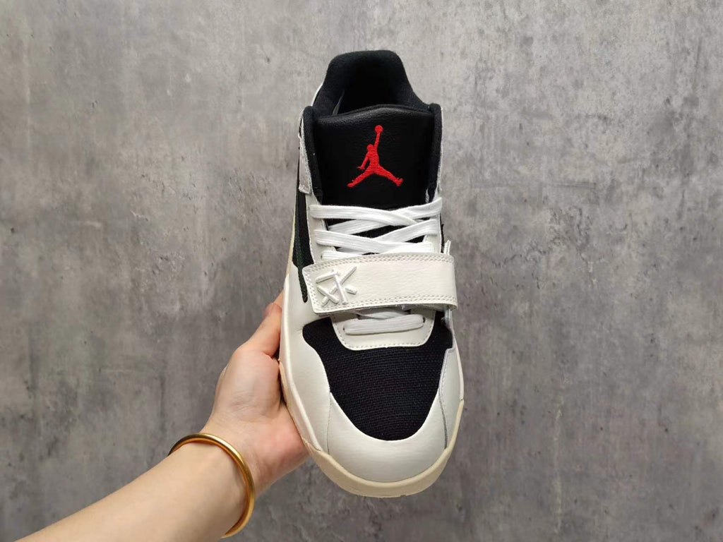 TS Collaboration White, Green & Black Reverse Swoosh Sneakers