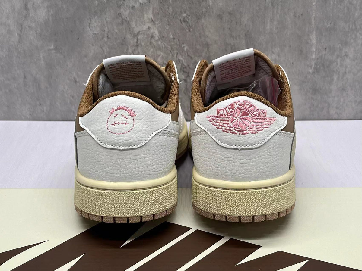Travis Scott x Air Jordan 1 Low OG SP Light Brown & Pink Unisex Sneakers