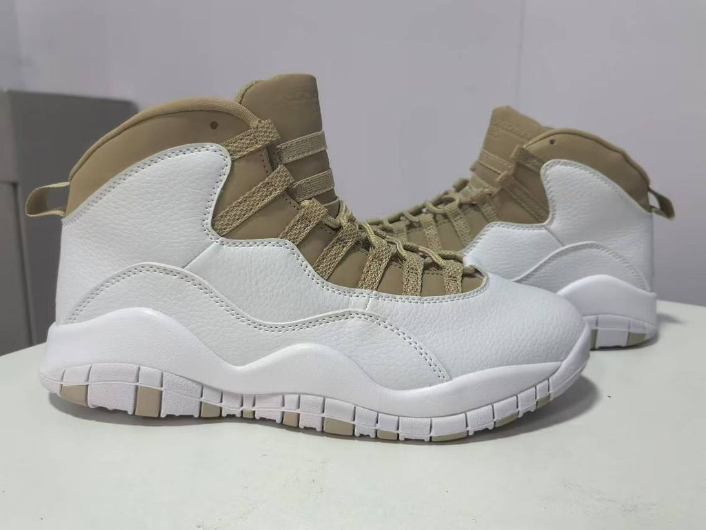 Air Jordan 10 White & Brown Sneakers