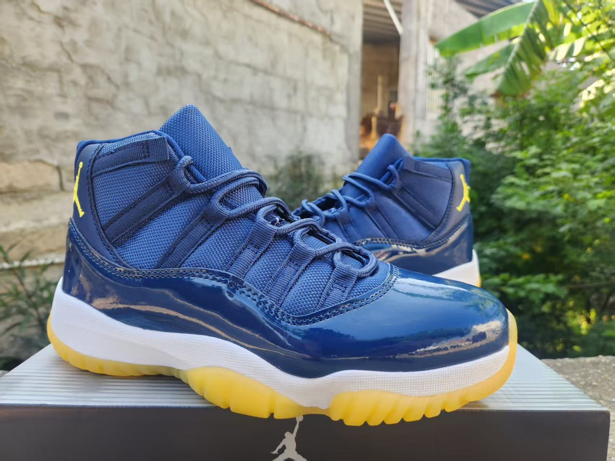 Air Jordan 11 Dark Blue & Yellow Sneakers