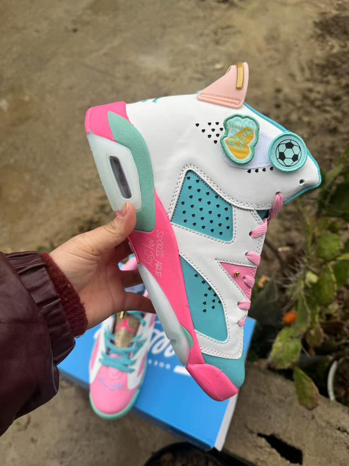Air Jordan 6 Retro Blue/Pink Sneakers