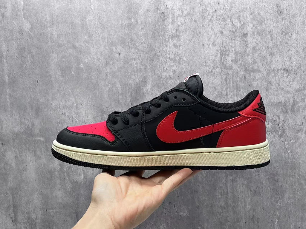 Travis Scott x Air Jordan 1 Low OG SP Black & Red Unisex Sneakers