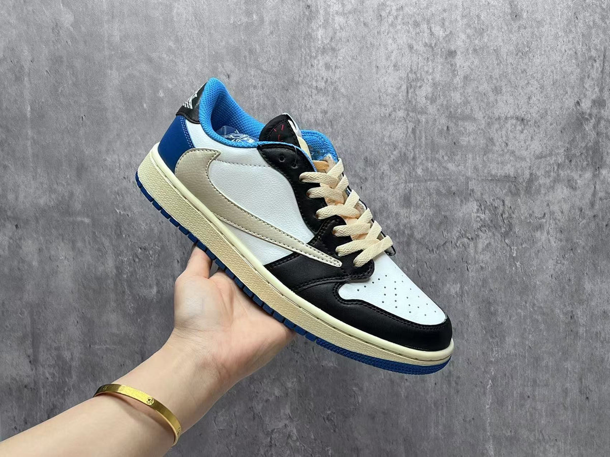 Travis Scott x Fragment x Air Jordan 1 Low Lightning Reverse Swoosh Sneakers