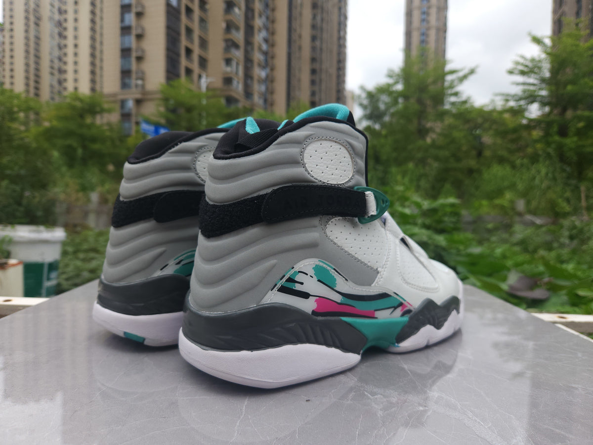 Air Jordan 8 Retro White/Grey/Green Sneakers