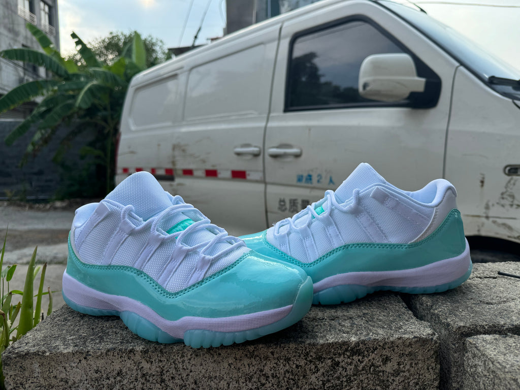 Air Jordan 11 White & Light Green Sneakers