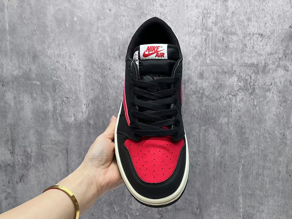 Travis Scott x Air Jordan 1 Low OG SP Black & Red Unisex Sneakers