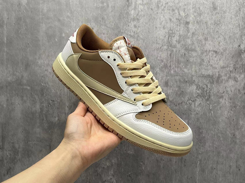 Travis Scott x Air Jordan 1 Low OG SP Light Brown & Pink Unisex Sneakers