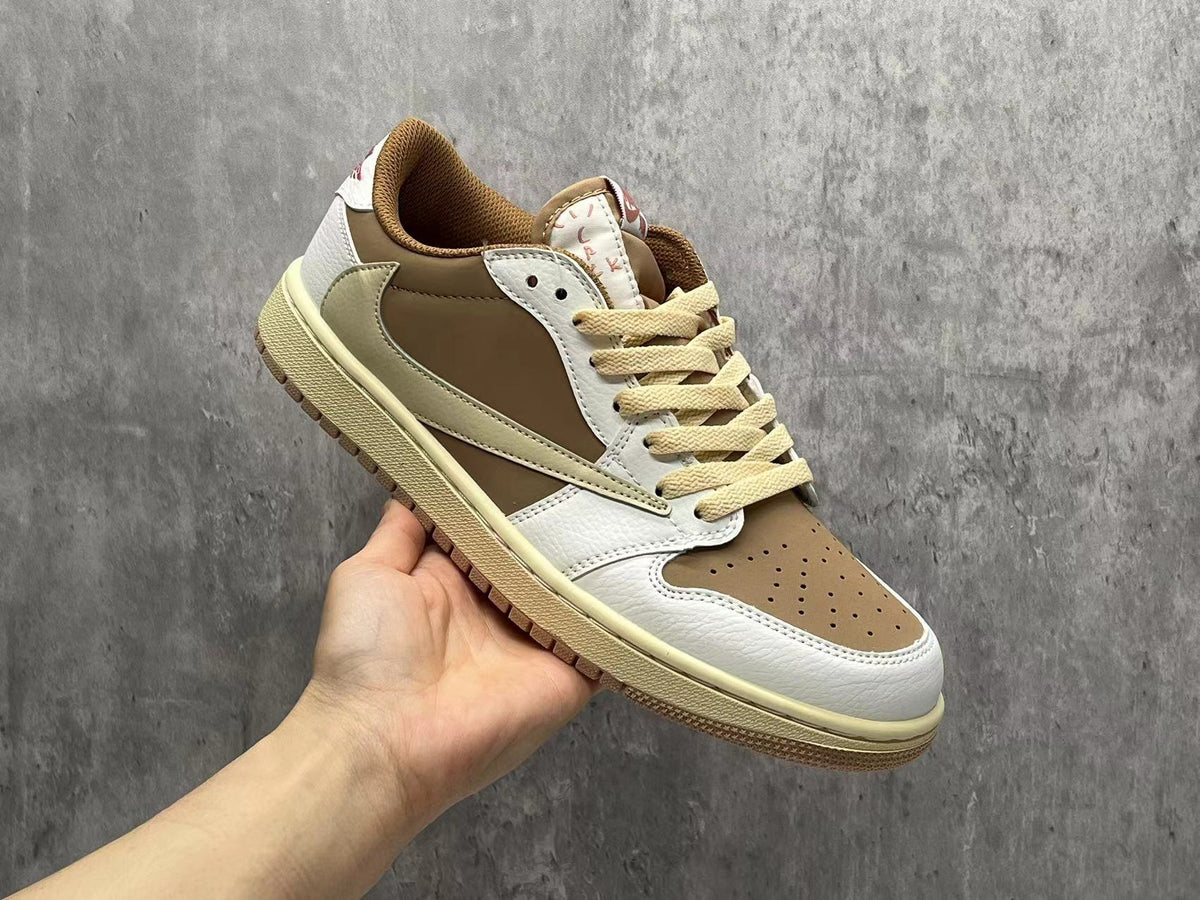 Travis Scott x Air Jordan 1 Low OG SP Light Brown & Pink Unisex Sneakers