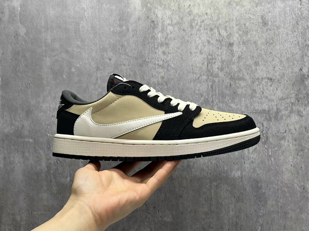 Travis Scott x Air Jordan 1 Low OG SP Beige & Black Unisex Sneakers