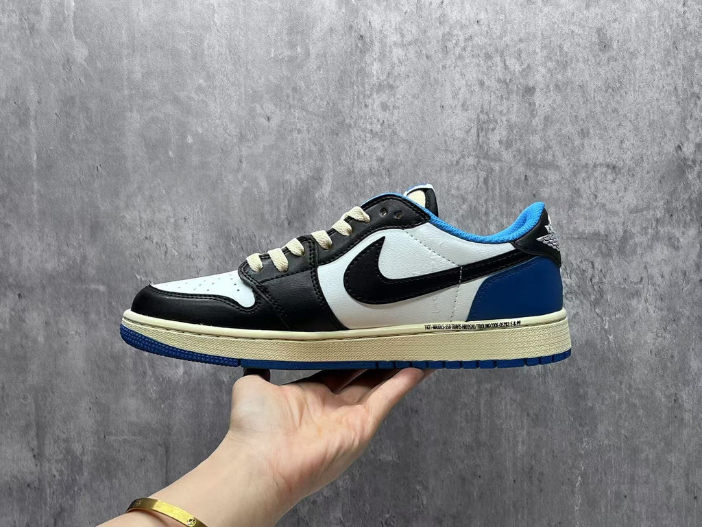 Travis Scott x Fragment x Air Jordan 1 Low Lightning Reverse Swoosh Sneakers
