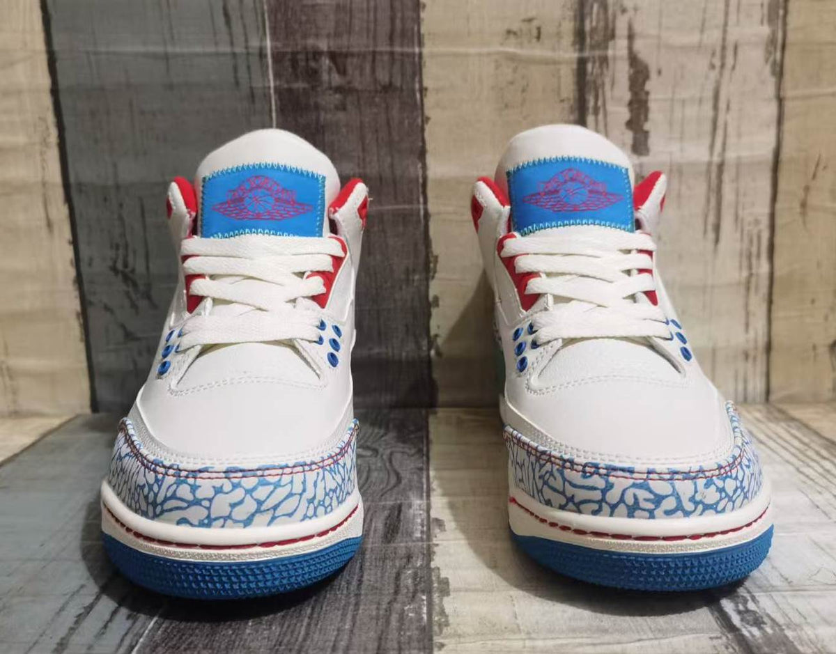 Air Jordan 3 Off-White, Blue & Red Men's Sneakers