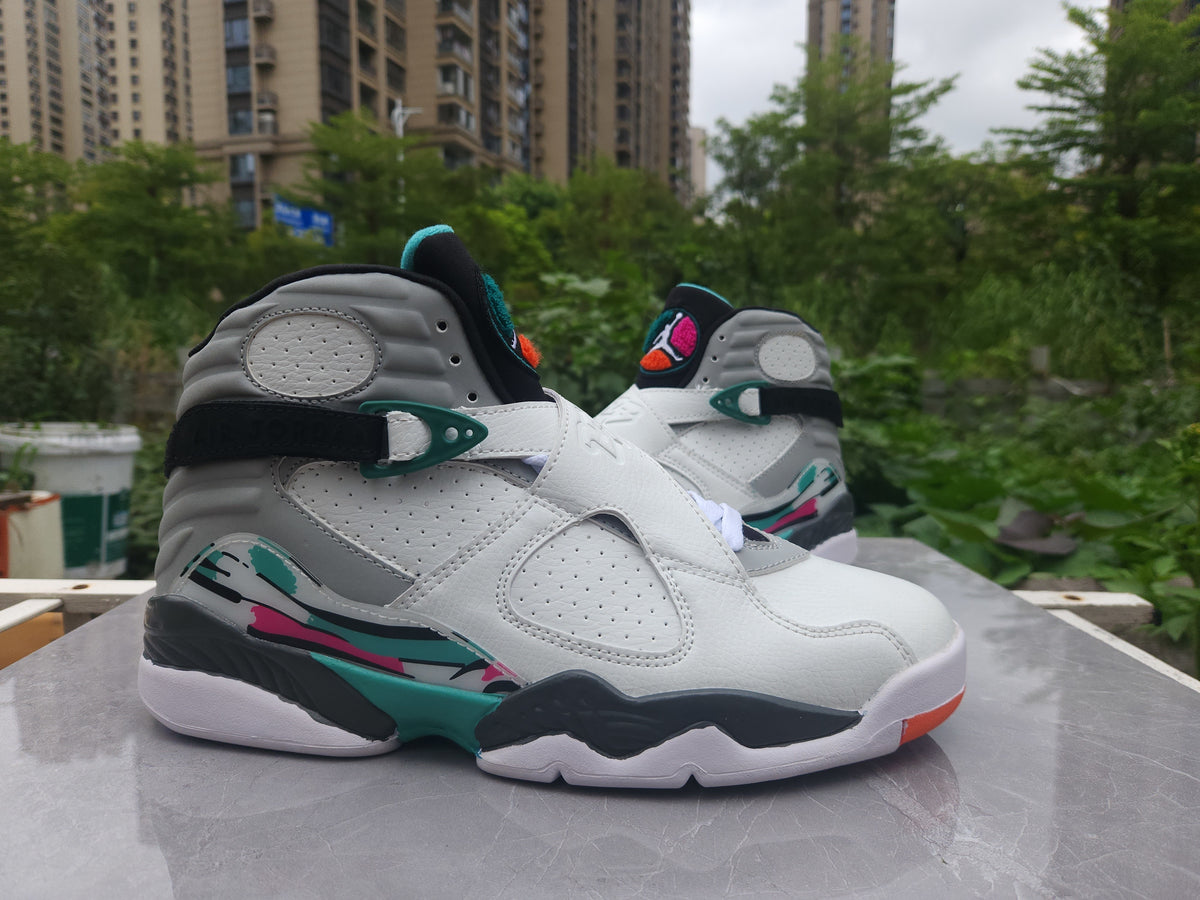 Air Jordan 8 Retro White/Grey/Green Sneakers