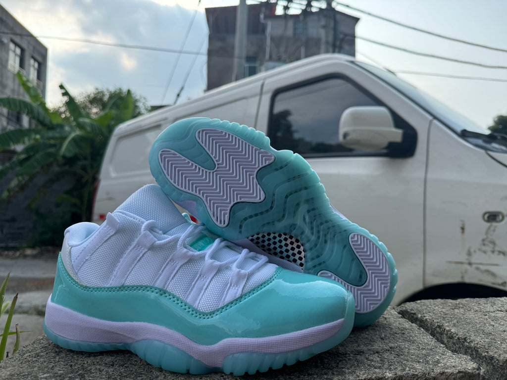 Air Jordan 11 White & Light Green Sneakers