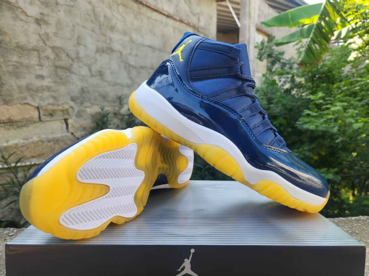 Air Jordan 11 Dark Blue & Yellow Sneakers