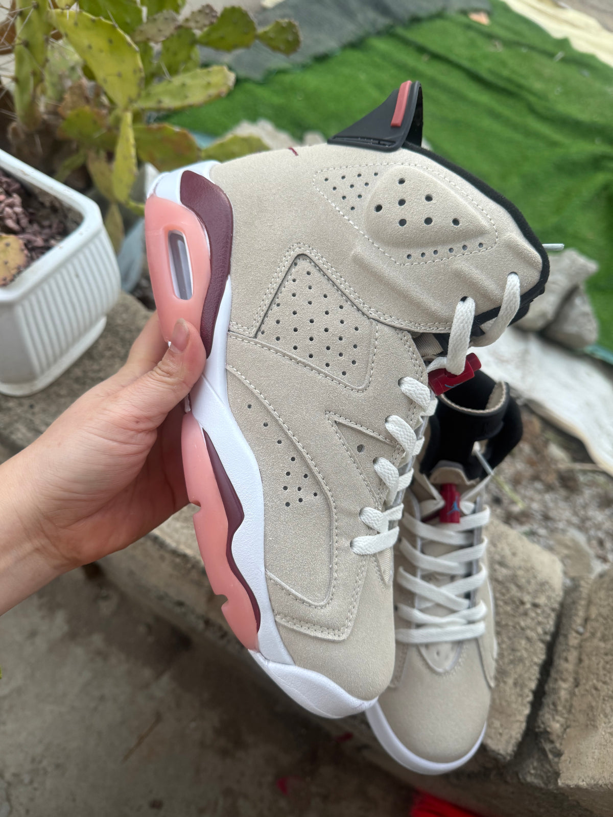 Air Jordan 6 Cream & Brown Sneakers
