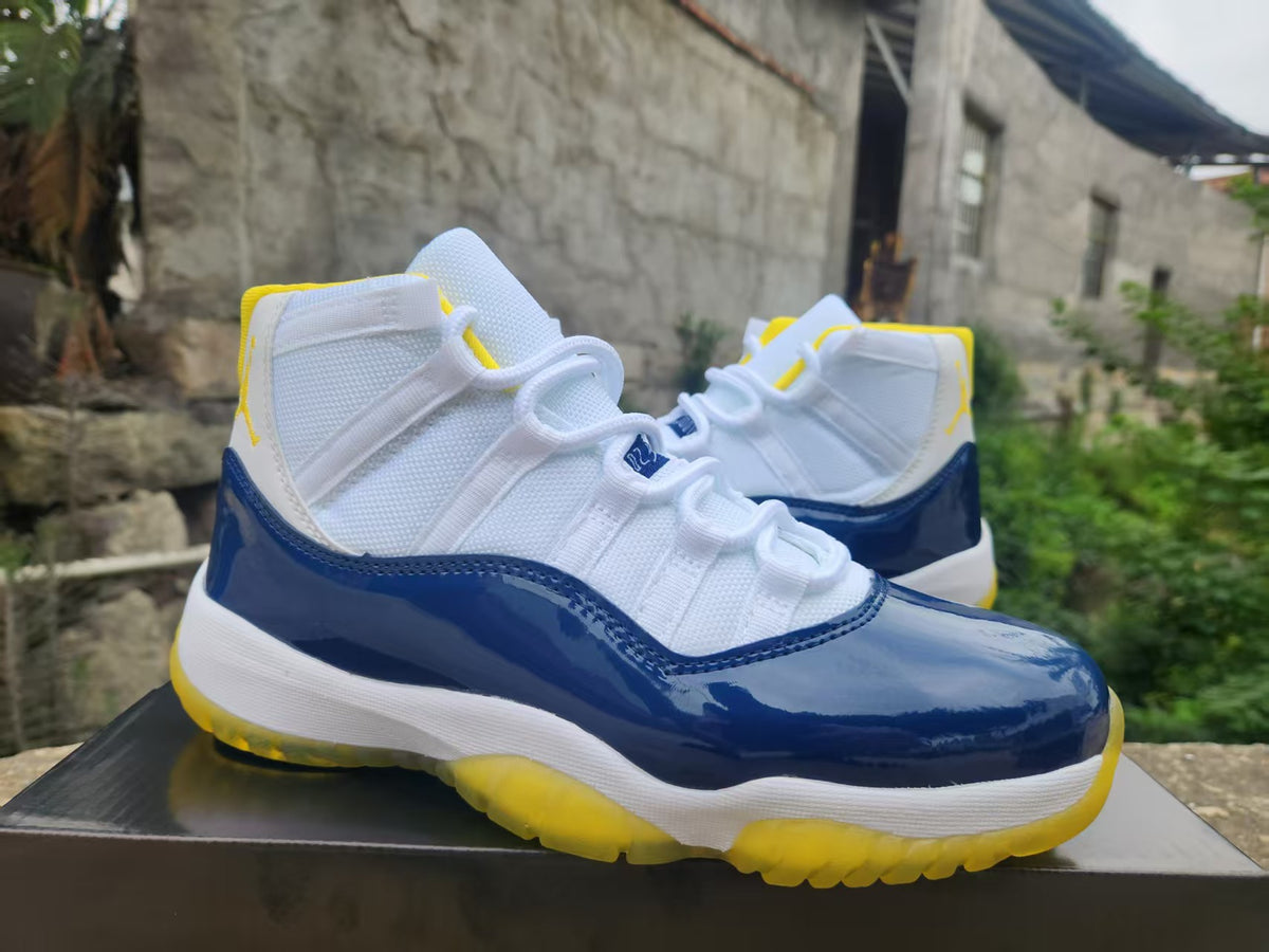 Air Jordan 11 White, Blue & Yellow Sneakers